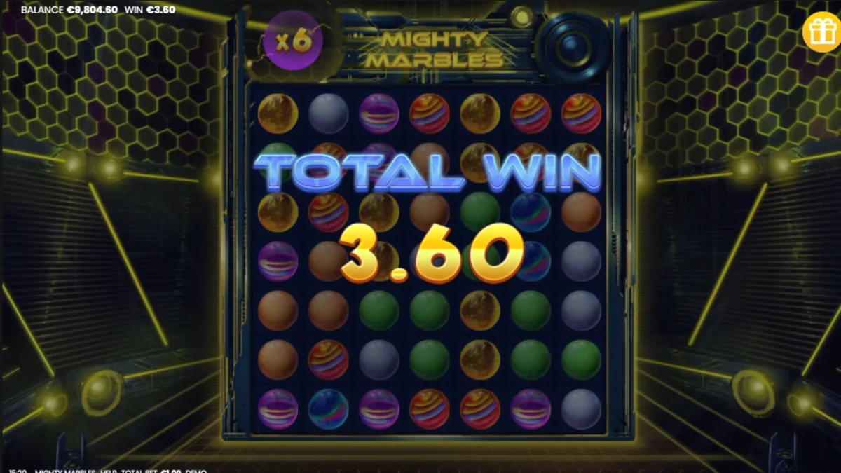 Mighty Marbles slot machine interface sa isang mobile device